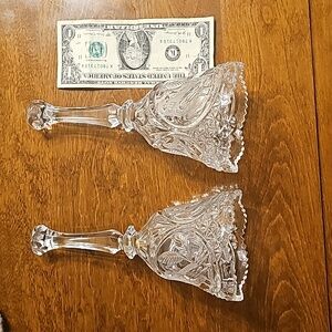 2 Hofbauer Byrdes Crystal Large Bells with Ringer - Perfect Condition